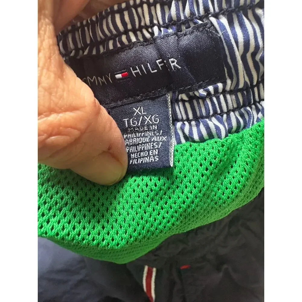 TOMMY HILFIGER Vintage Mens Swim Trunks Drawstring Mesh lining Sz XL Pockets
